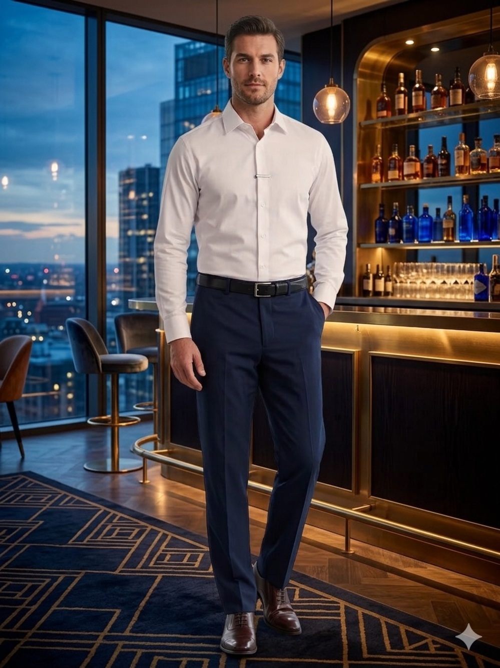 Dockers Men's Navy Chinos with Tailored Front